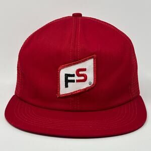 Vintage 80s FS InVISION Seed Corn Trucker Hat Cap Red Farmer Snapback K-Products